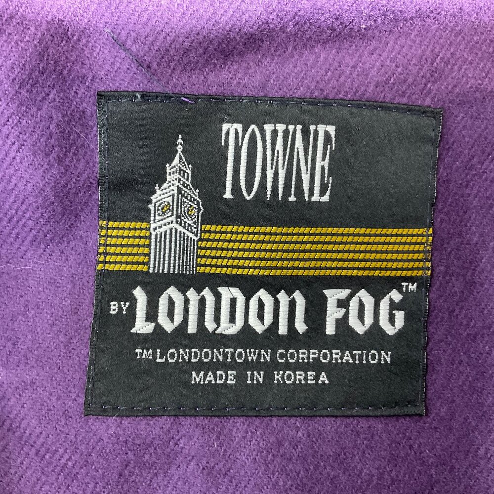 Vintage London Fog Sz 8 Trench in 80s Colors Teal & Purple Womens Coat Retro - Picture 2 of 16